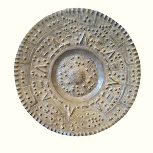 Vintage Hand Hammered Brass Mayan Calender Platter 11.5"